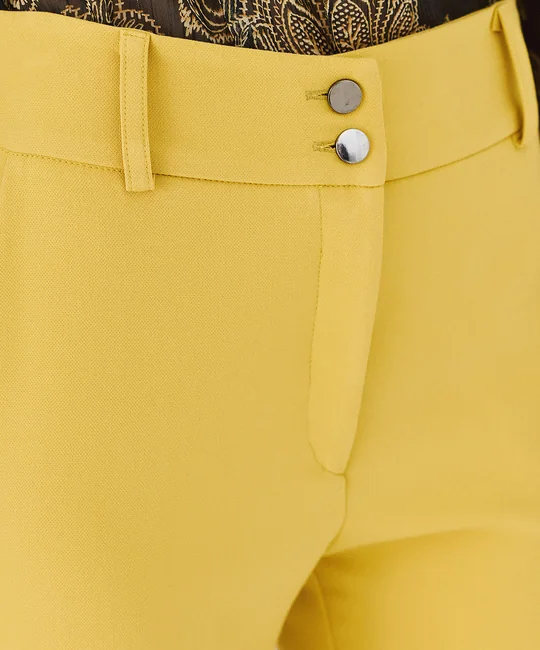 Ensemble top col carré zippé + pantalon taille haute jaune — vue 6