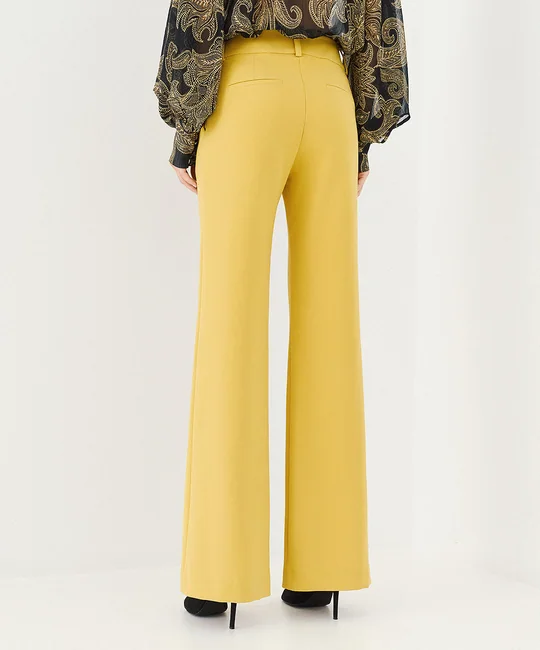 Ensemble top col carré zippé + pantalon taille haute jaune — vue 7