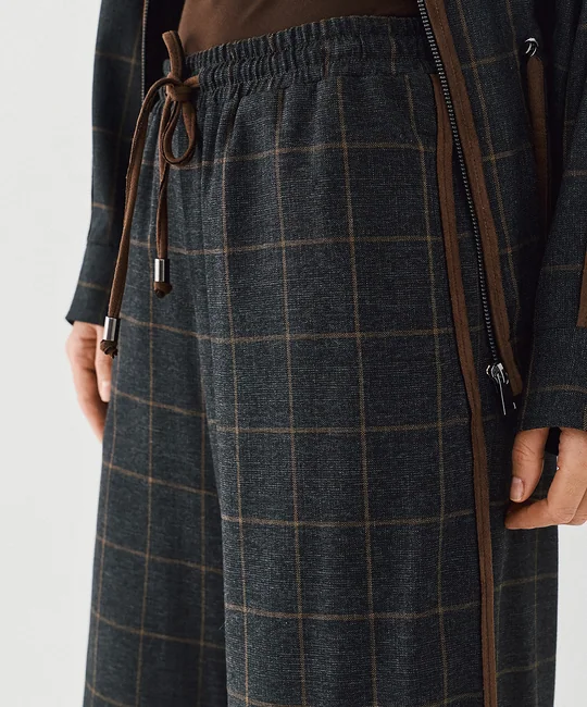 Ensemble veste à carreaux à cordons & pantalon à carreaux taille élastique — vue 8