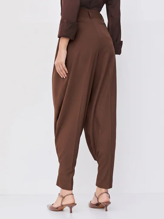 Chemise épaulettes + Pantalon taille haute café — vue 8