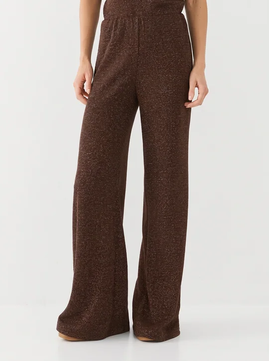 Ensemble top cache-cœur lurex + pantalon lurex café — vue 5