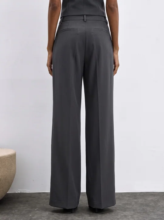 Blazer croisé + Pantalon large tailleur anthracite — vue 8