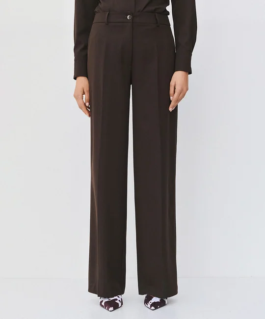 Blazer croisé + Pantalon large tailleur café — vue 8