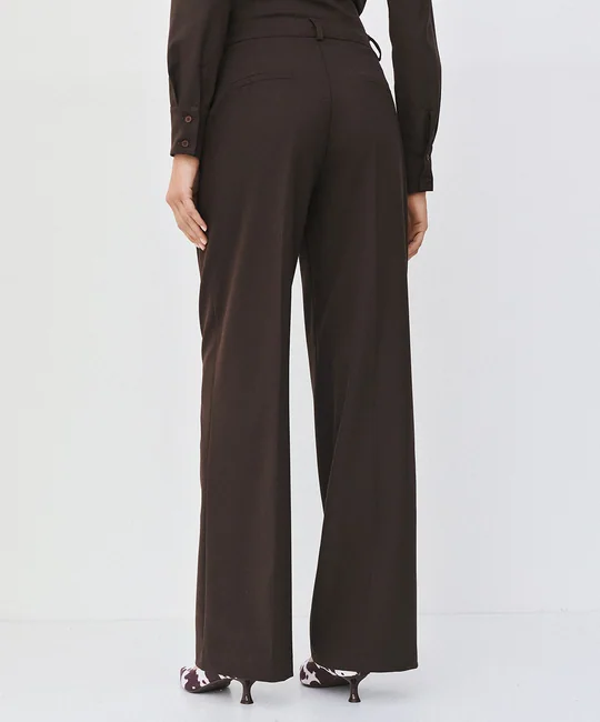 Blazer croisé + Pantalon large tailleur café — vue 9