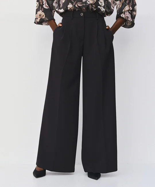 Blouse asymétrique & Pantalon palazzo Noir — Noir