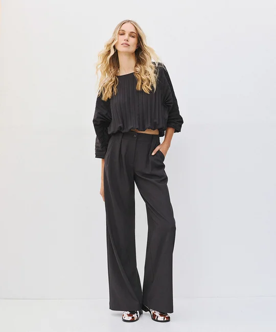 Pantalon large à double pince — Anthracite