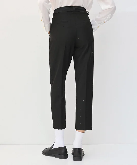 Ensemble gilet tailleur dos dentelle + pantalon cigarette strass — vue 8