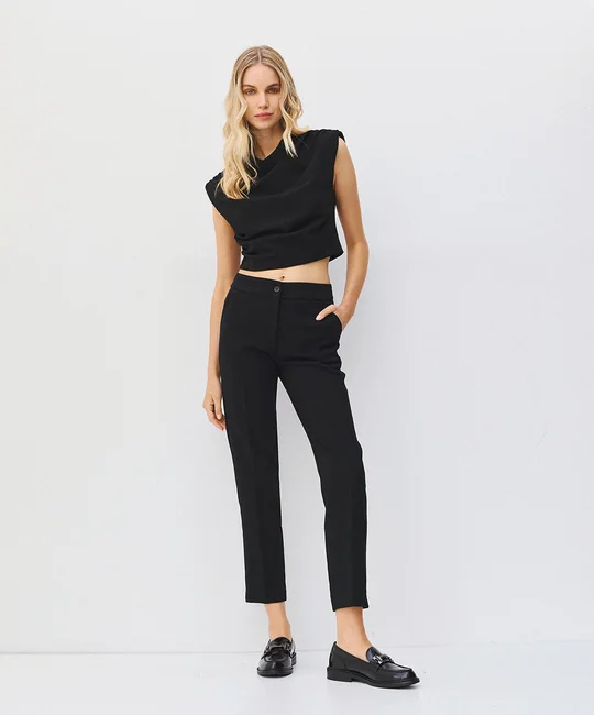Pantalon slim taille haute — Noir