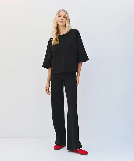 Top strassé & Pantalon strass Noir — Noir
