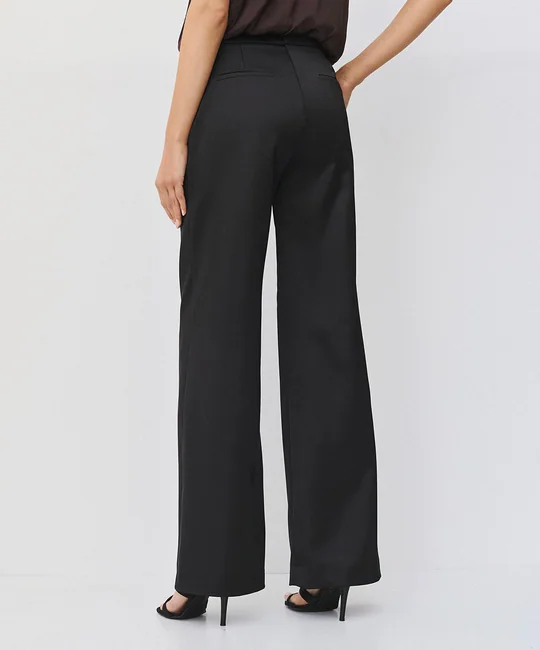 Top péplum asymétrique & Pantalon satiné Noir — vue 6
