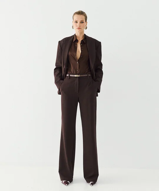 Pantalon de tailleur droit — Café