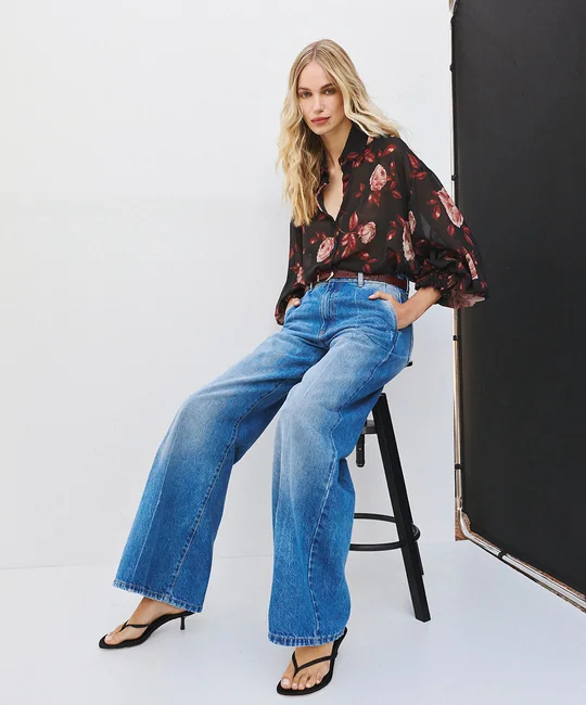 Jean large taille haute — Bleu