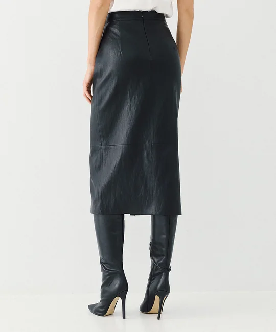 Jupe midi fendue en simili cuir — vue 3