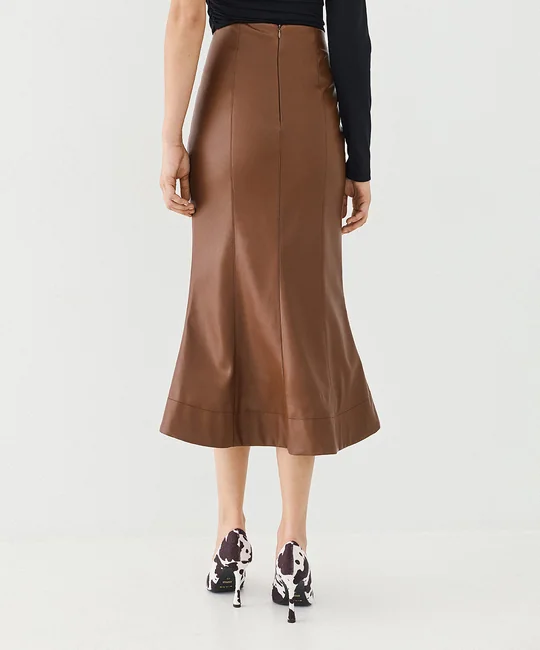 Ensemble top péplum en simili cuir & jupe midi sirène en simili cuir — vue 8