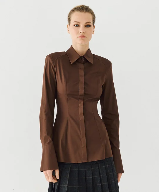 Chemise à épaulettes — Café