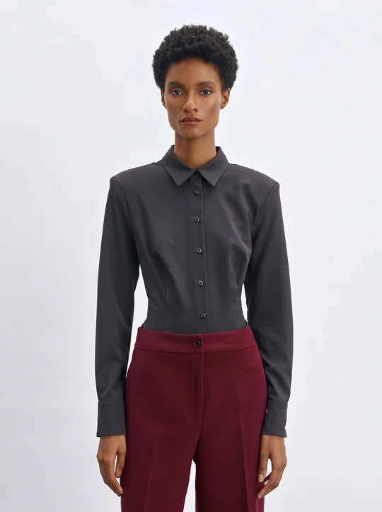 Chemise ajustée à épaulettes — Anthracite