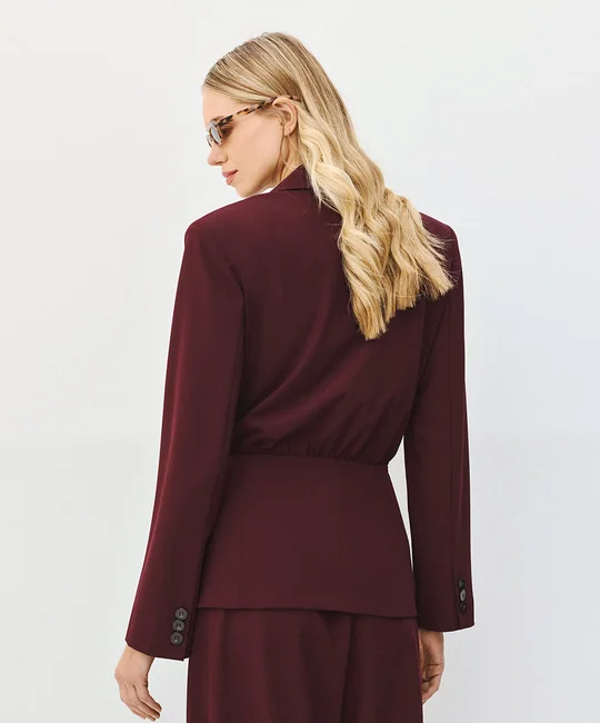 Ensemble blazer croisé + pantalon ballon prune — vue 4