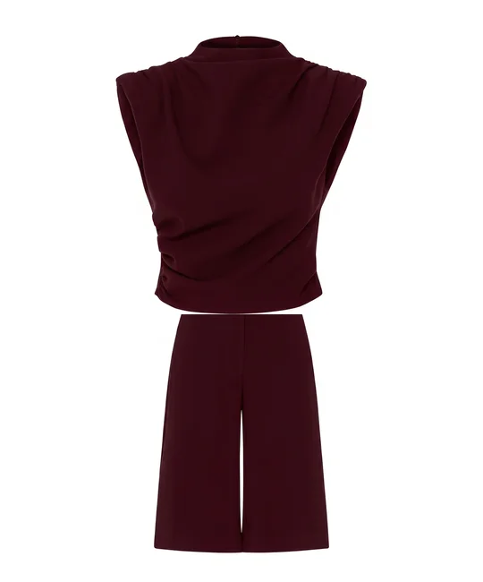 Top à épaulettes & Bermuda Bordeaux — Bordeaux